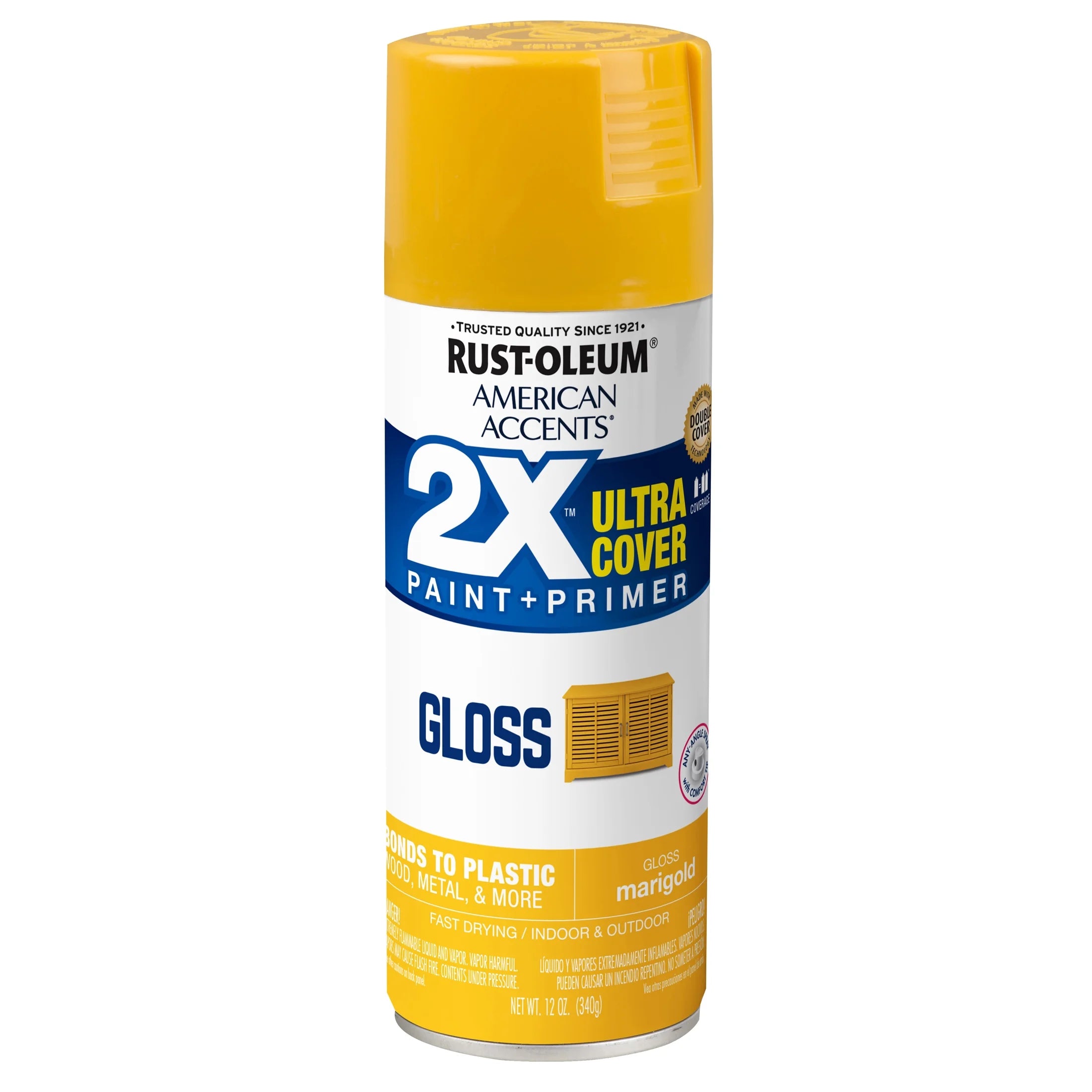 6 Pack, Marigold  American Accents 2X Ultra Cover Gloss Spray Paint-327896, 12 Oz