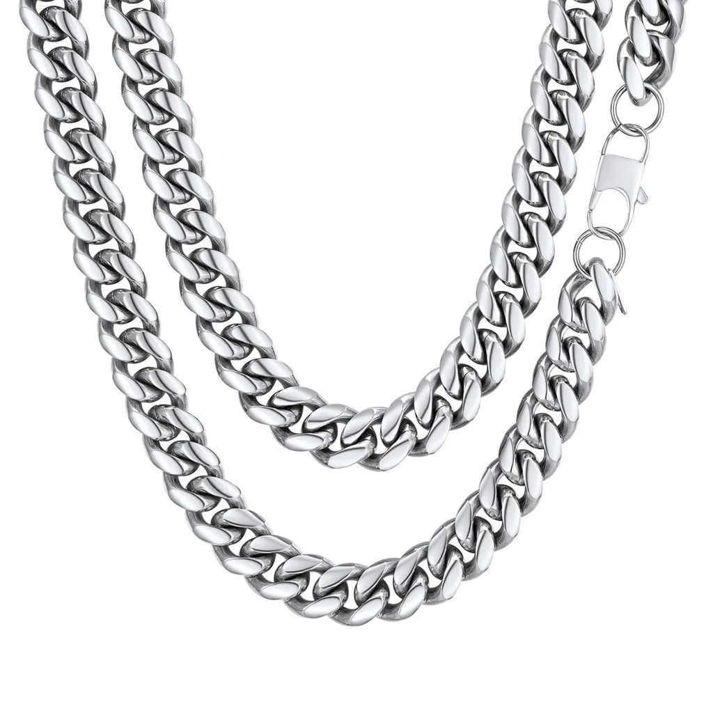Men Jewelry Hiphop Cuban Chain Stainless Steel Necklace 26Inch 10MM Silver Color Mens Gifts for Dad